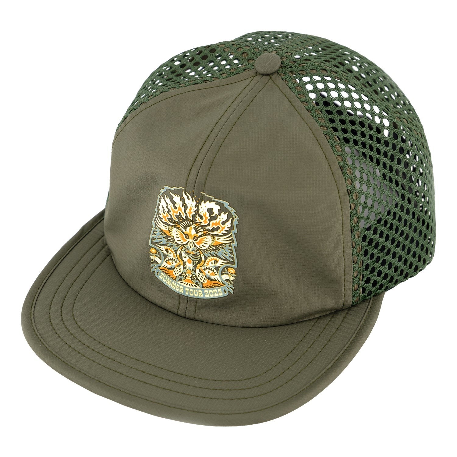 Phish Hat 2025 Flaming Bird Heads 2025 SUMMER TOUR HAT Mesh Official Dry Goods
