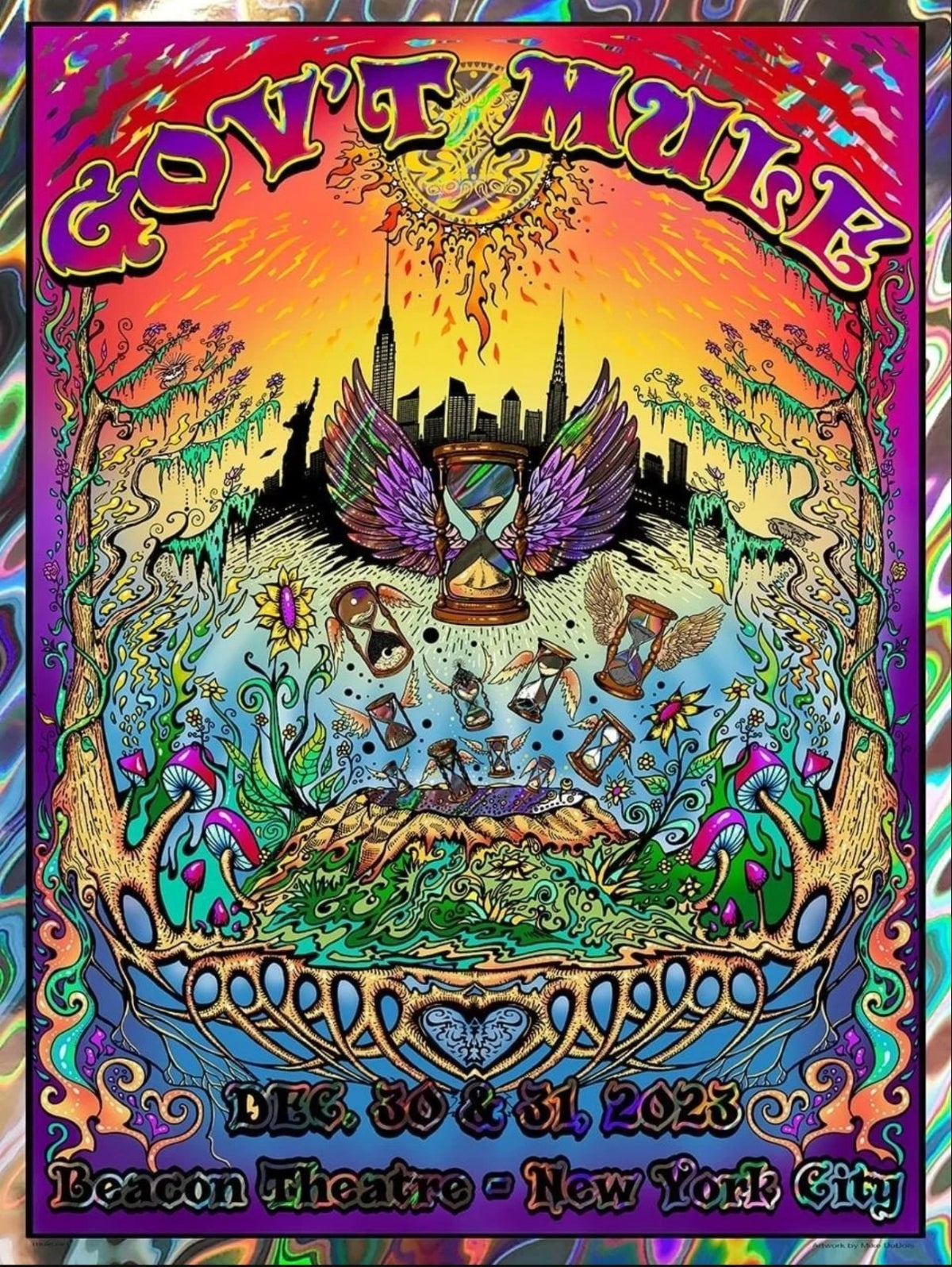 Gov't Mule Poster New Years Eve NYE New York City  2023 AP S/N #/30 LIMITED FOIL