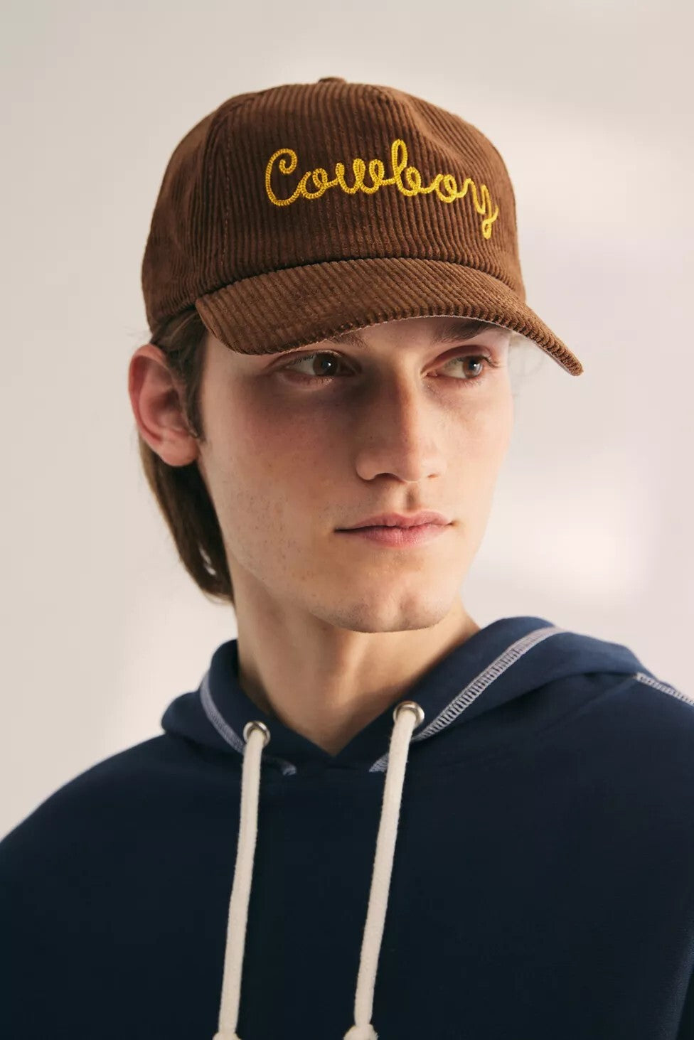 American Cowboy Brown Corduroy Snapback Hat Embroidered Trucker Country Cap