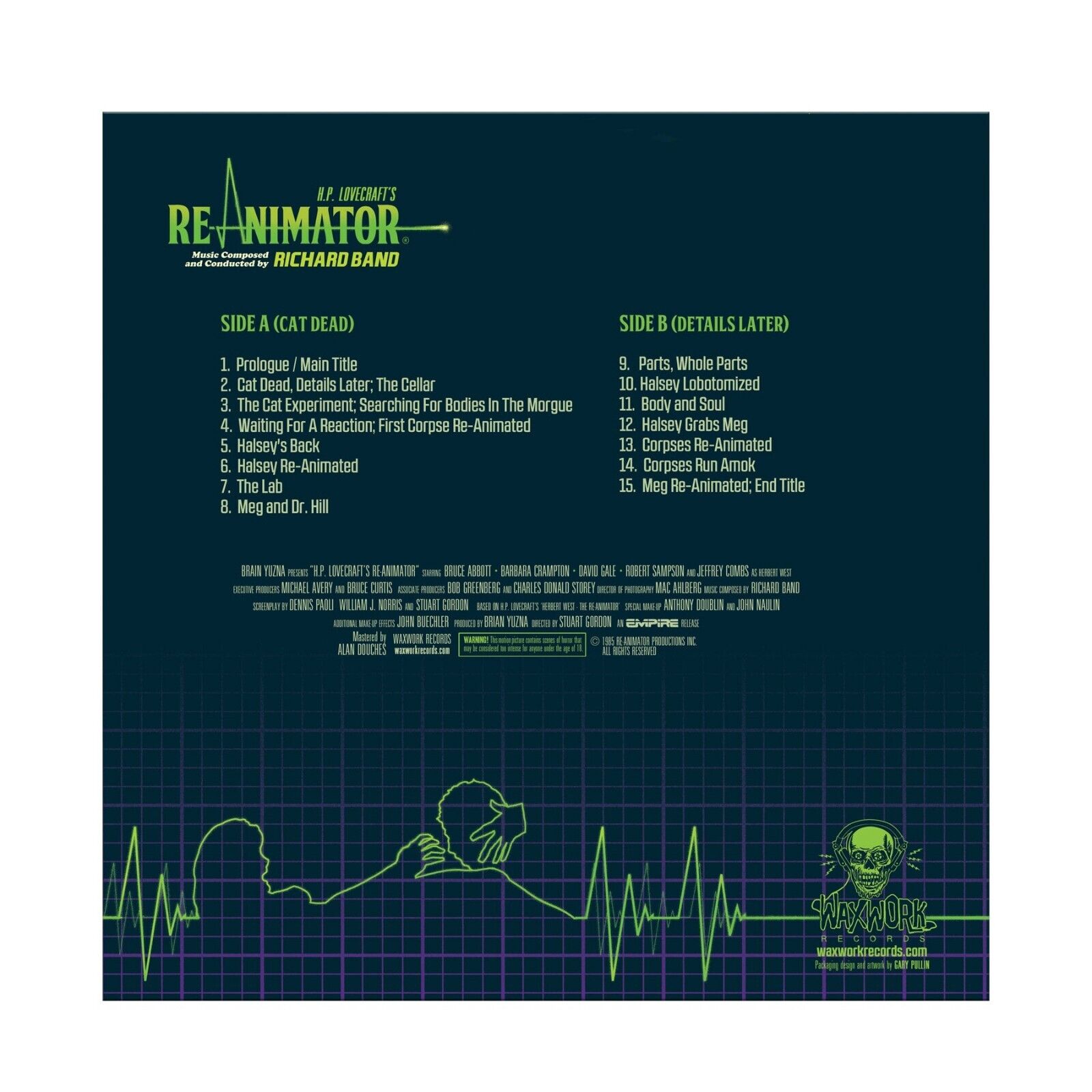 Re-Animator H.P. Lovecraft Horror Score Soundtrack (180G Vinyl LP) LIMITED COLOR