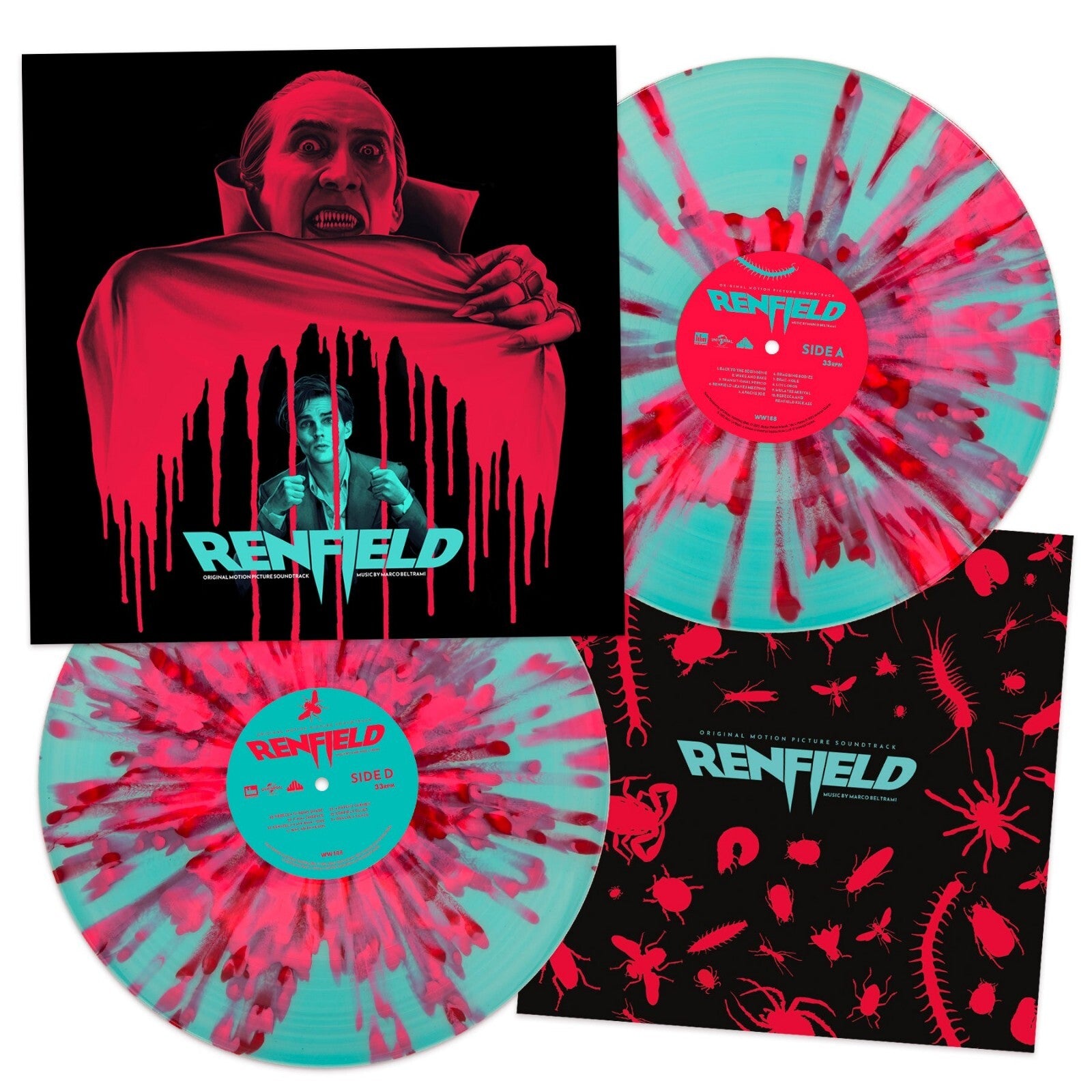 Renfield Soundtrack Dracula Flesh & Blood Colored Vinyl Record 2 LP Nicolas Cage