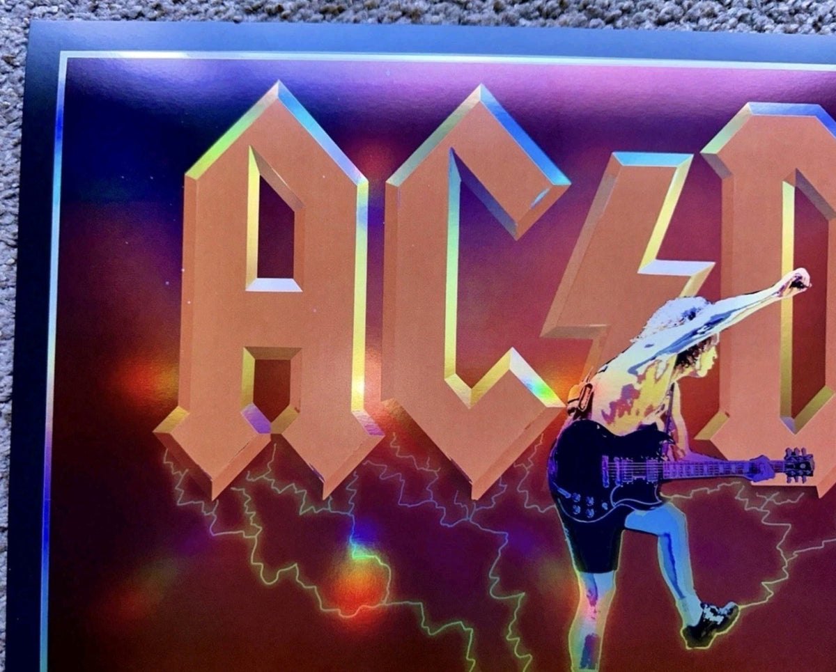 AC/DC 2025 Tour RAINBOW FOIL Poster LIMITED EDITION Power Up SIGNED AE DUBOIS