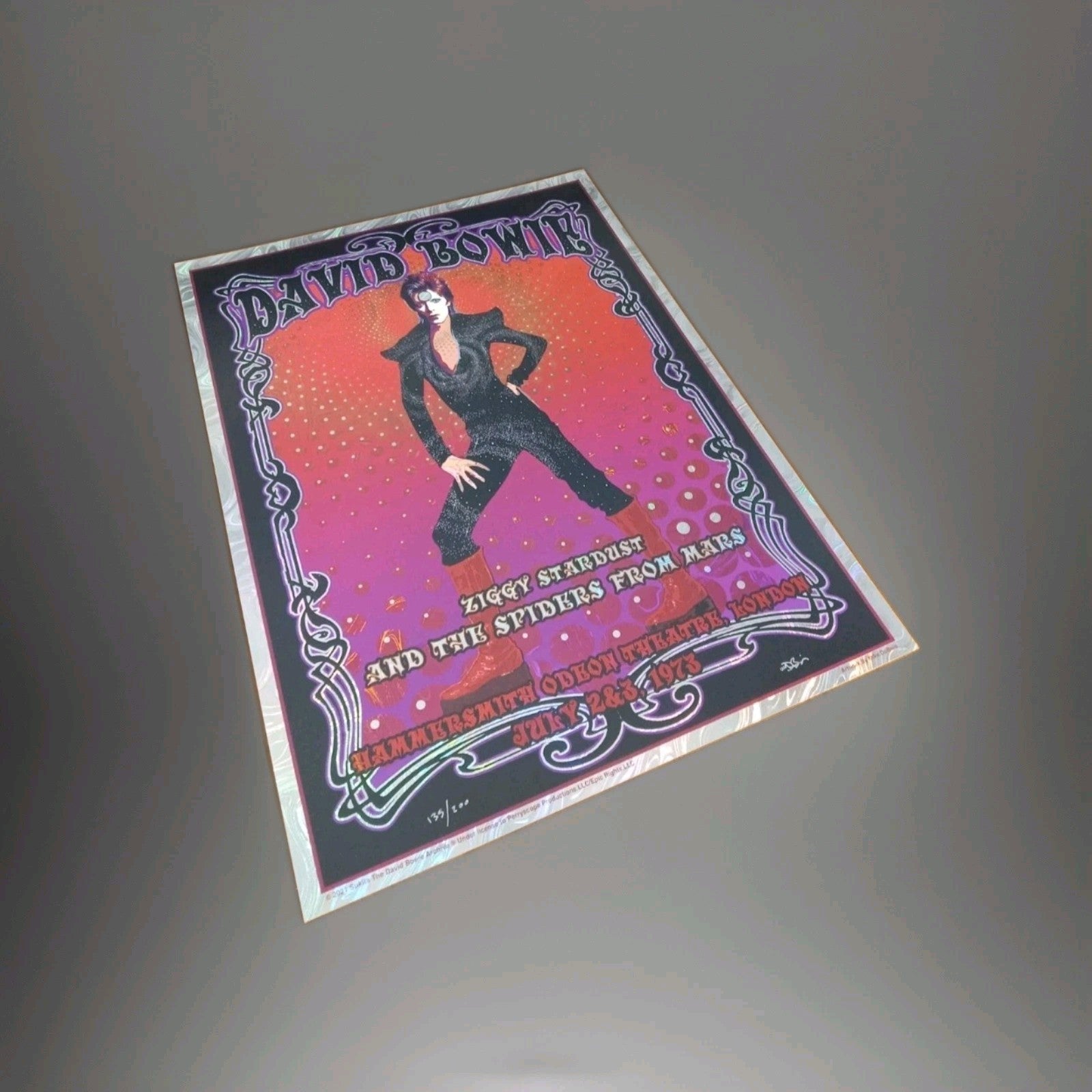 David Bowie - Ziggy Stardust - Foil Poster - Hammersmith Odeon July 1973 Dubois
