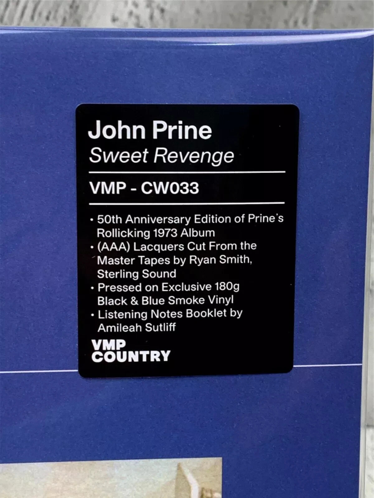 John Prine Sweet Revenge Black Blue Smoke LP 180 Gram Vinyl Me Please VMP CW033