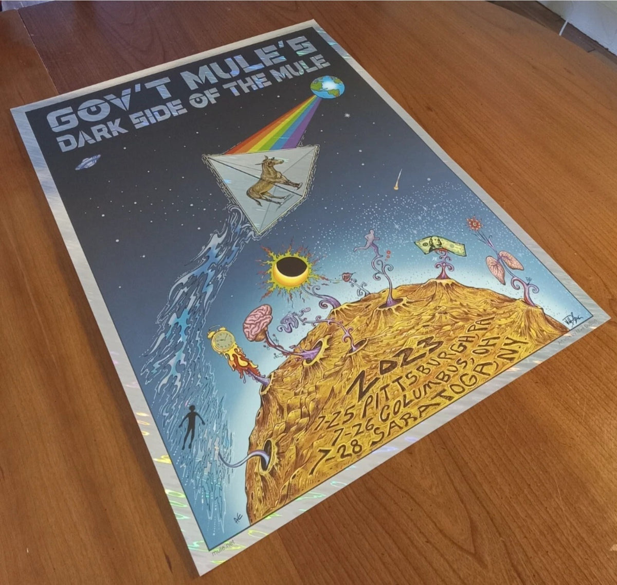 Gov't Mule Dark Side of The Mule Foil Poster 2023 - 7/25, 26, 28 Signed M Dubois