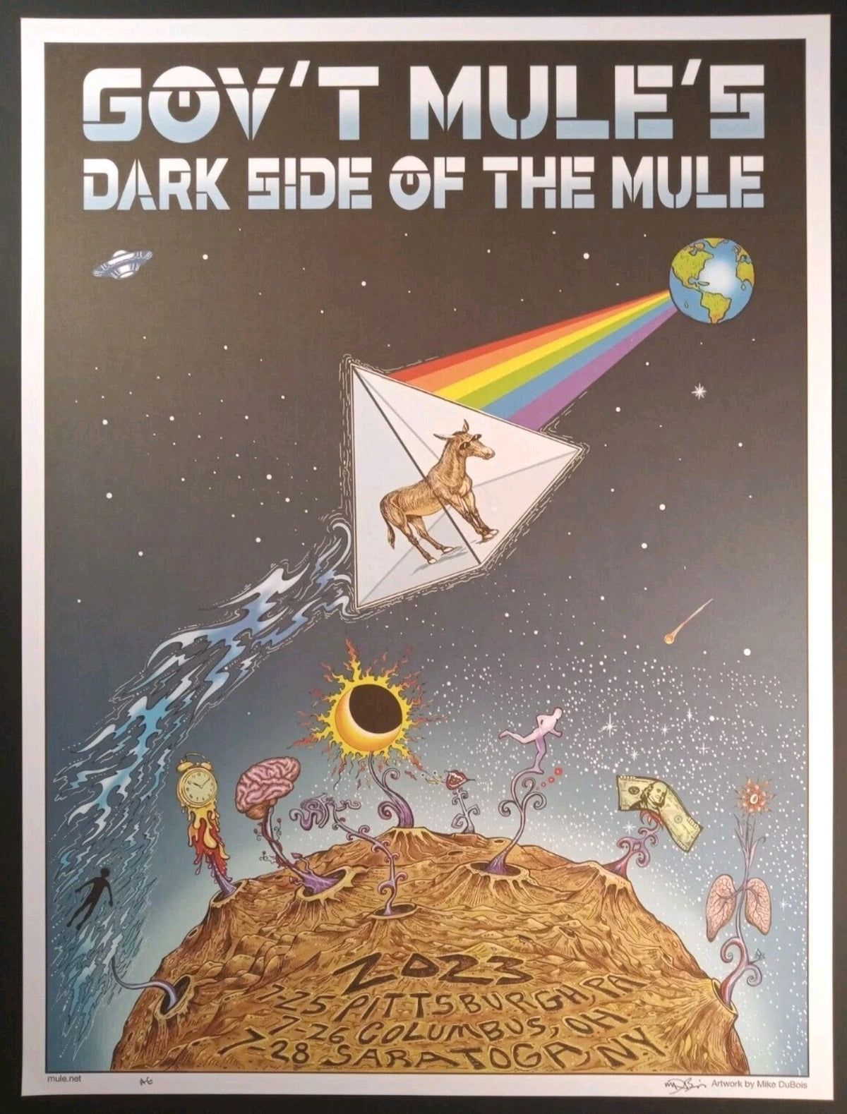 Gov't Mule - Dark Side of The Mule Poster 2023 - 7/25, 26, 28 Signed AE M Dubois