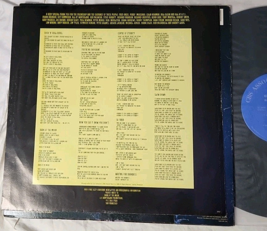 Ozzy Osbourne - Bark at the Moon - Vintage Vinyl Record LP Album Original 1983