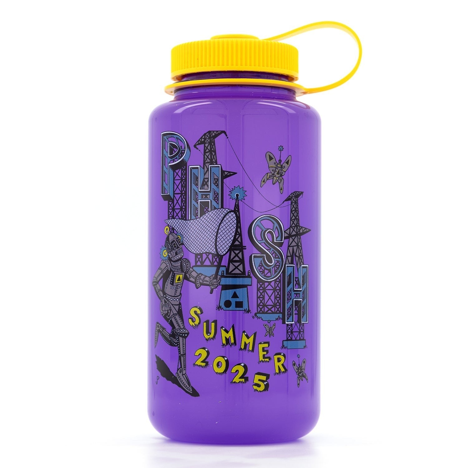 Phish Summer Tour 2025 Purple + Yellow Nalgene Jim Pollock Robot Butterfly 25