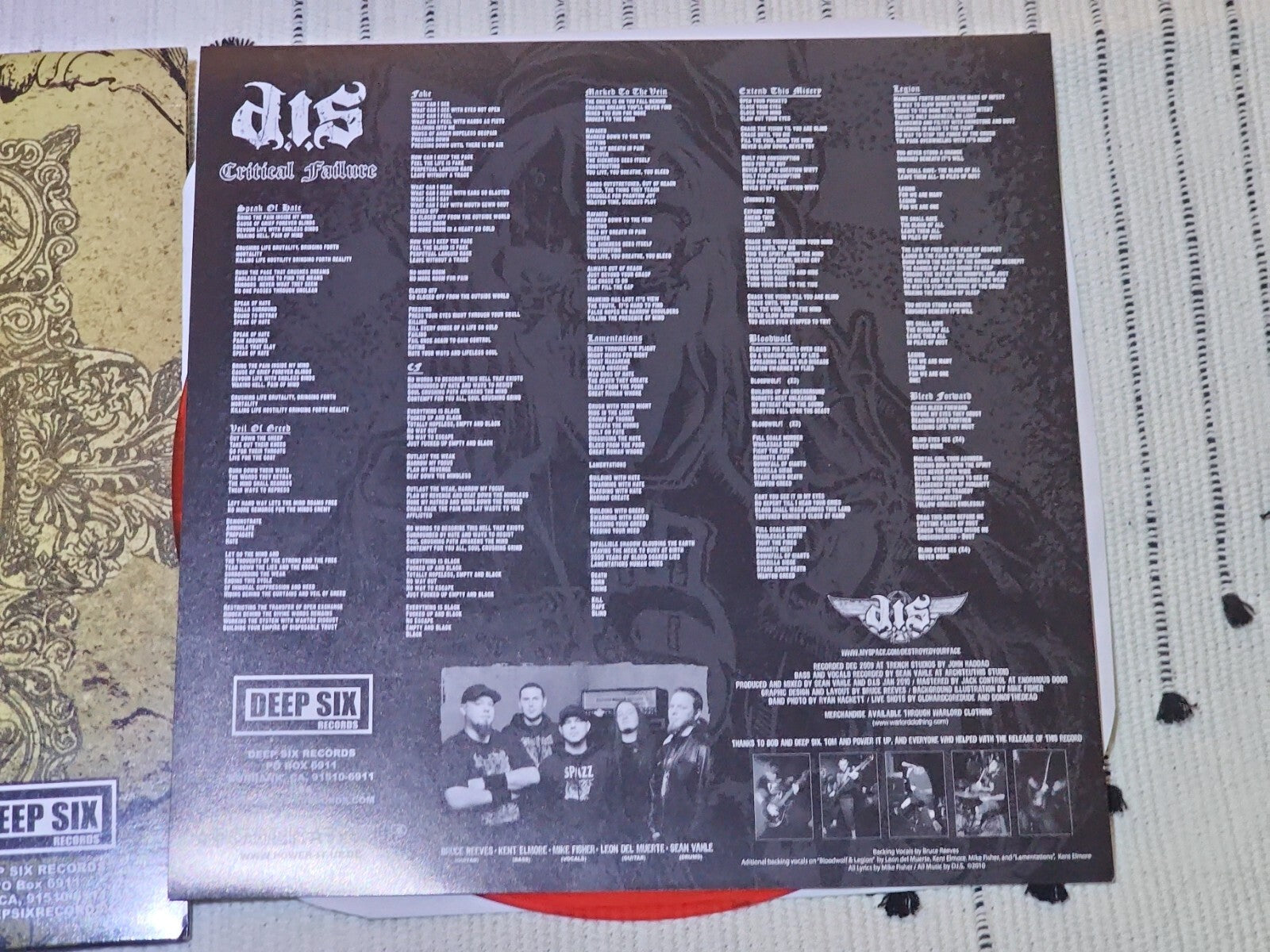 D.I.S (Destroyed In Seconds) Critical Failure RED Vinyl LP Hardcore Punk Rock