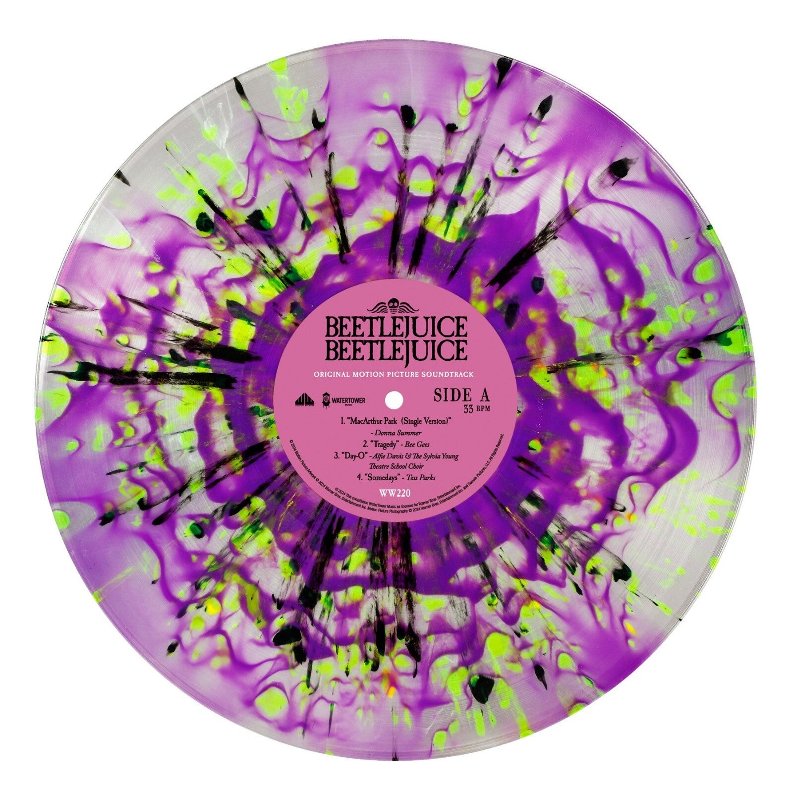 Beetlejuice Beetlejuice Soundtrack 2x PURPLE GREEN VINYL & Art Print Poster NEW!