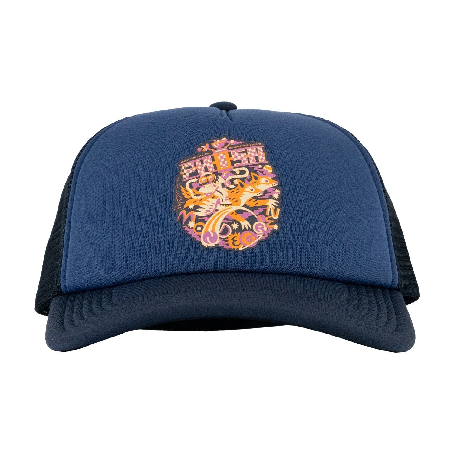 Phish Hat MONDEGREEN 2024 Official Dry Goods Blue Snapback Trucker Hat Dover DE
