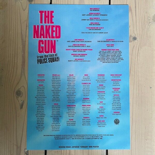 The Naked Gun Motion Picture Movie Soundtrack Blue Vinyl LP NEW RECORD + POSTER