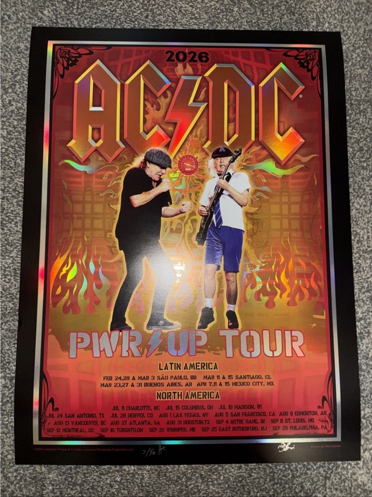 AC/DC PWR•UP Tour • 2026Artwork NEW  GENUINE FOIL PRINT - SIGNED BY ARTIST 18x24