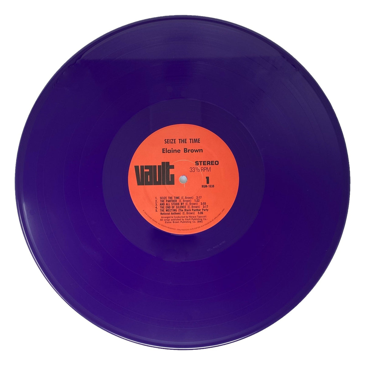 ELAINE BROWN LP - Seize The Time DEEP PURPLE VINYL LIMITED /950 SOUL JAZZ POETRY