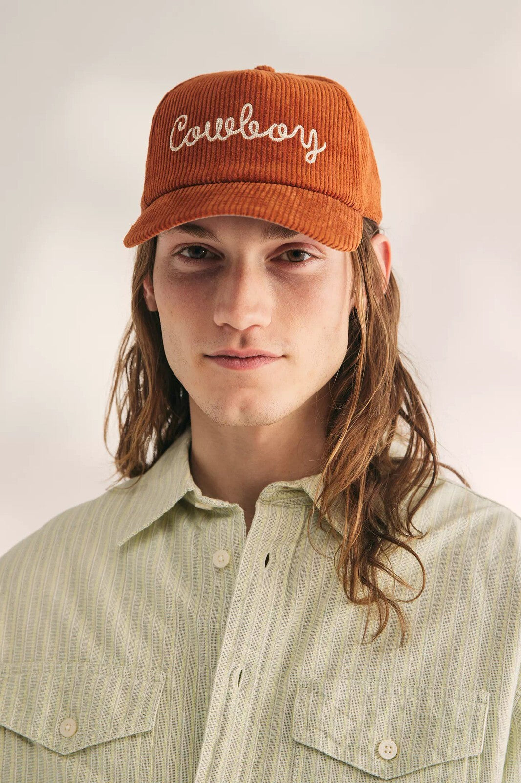 American Cowboy Corduroy Texas Hat Embroidered Adjustable Trucker Country Cap