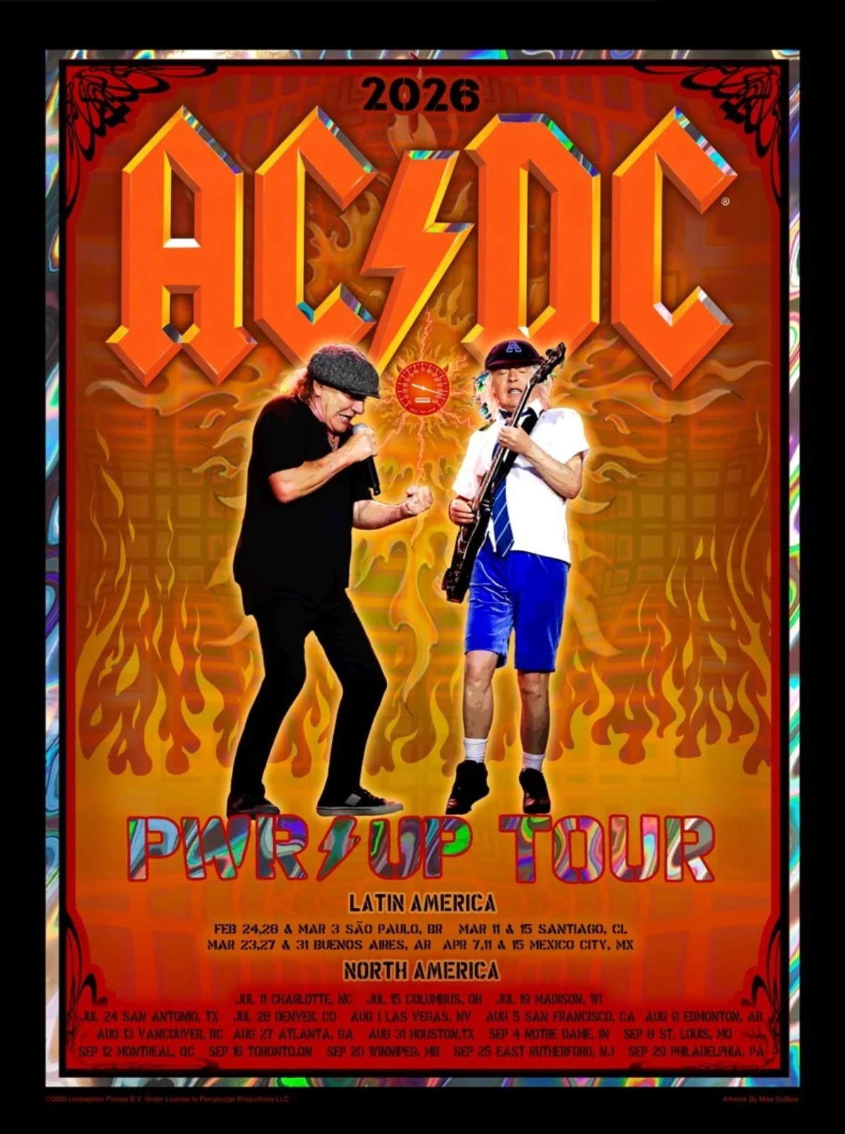 AC/DC PWR•UP Tour • 2026Artwork NEW  GENUINE FOIL PRINT - SIGNED BY ARTIST 18x24