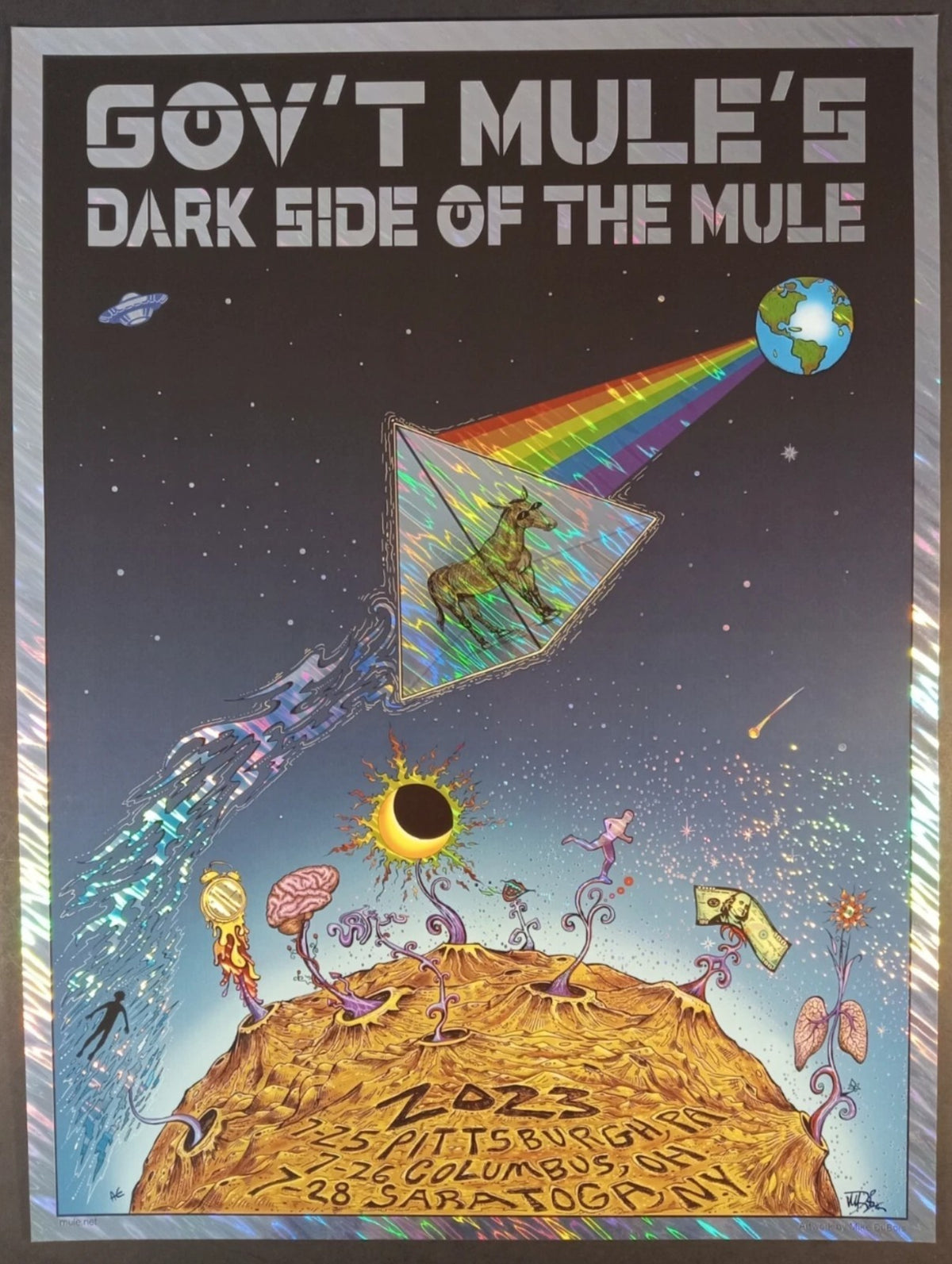 Gov't Mule Dark Side of The Mule Foil Poster 2023 - 7/25, 26, 28 Signed M Dubois