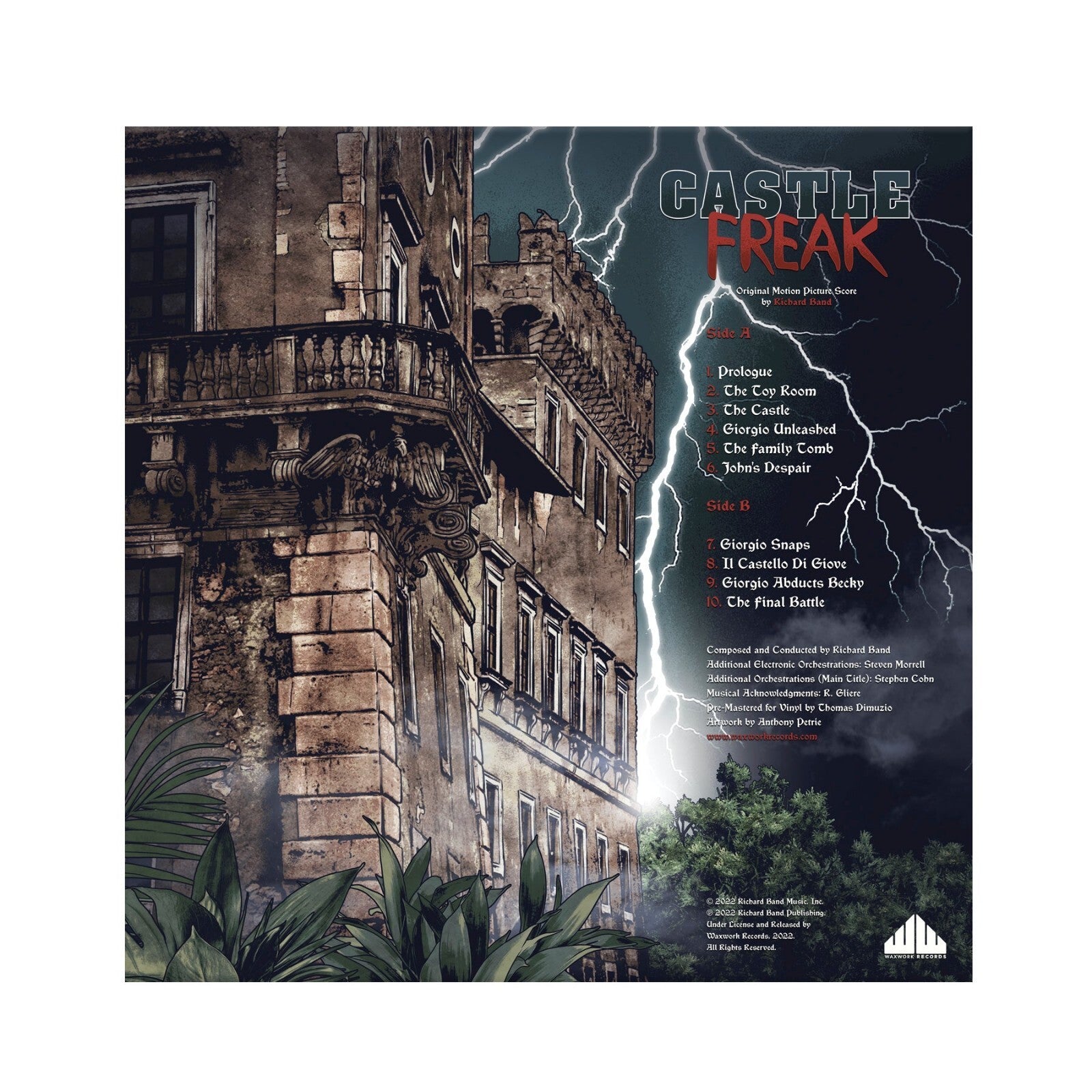Castle Freak Soundtrack Vinyl 2 LP LTD COLOR Waxwork Records Richard Band OST