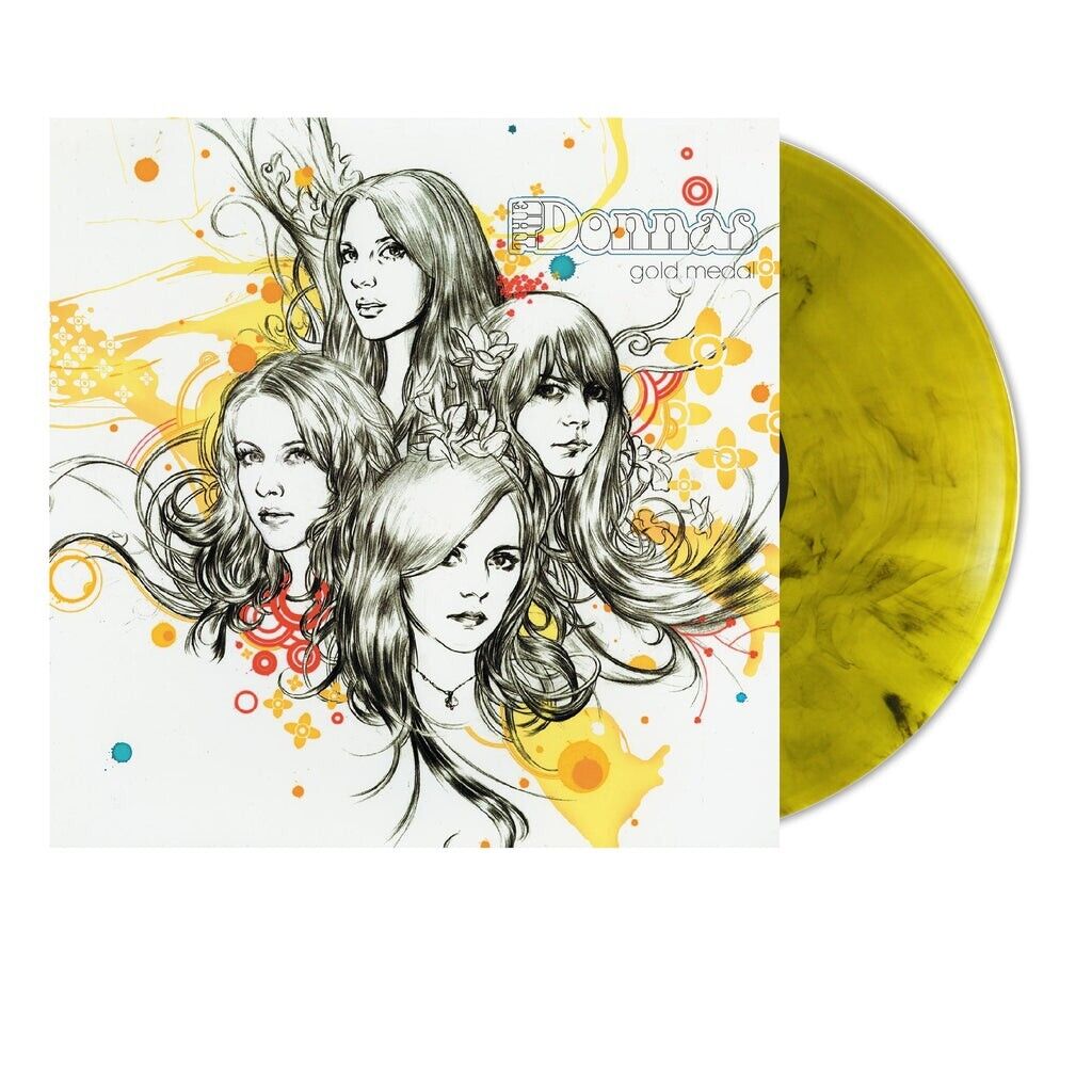 THE DONNAS GOLD MEDAL VINYL DELUXE LP GOLD + BLACK SPLATTER BLACKLIGHT POSTER