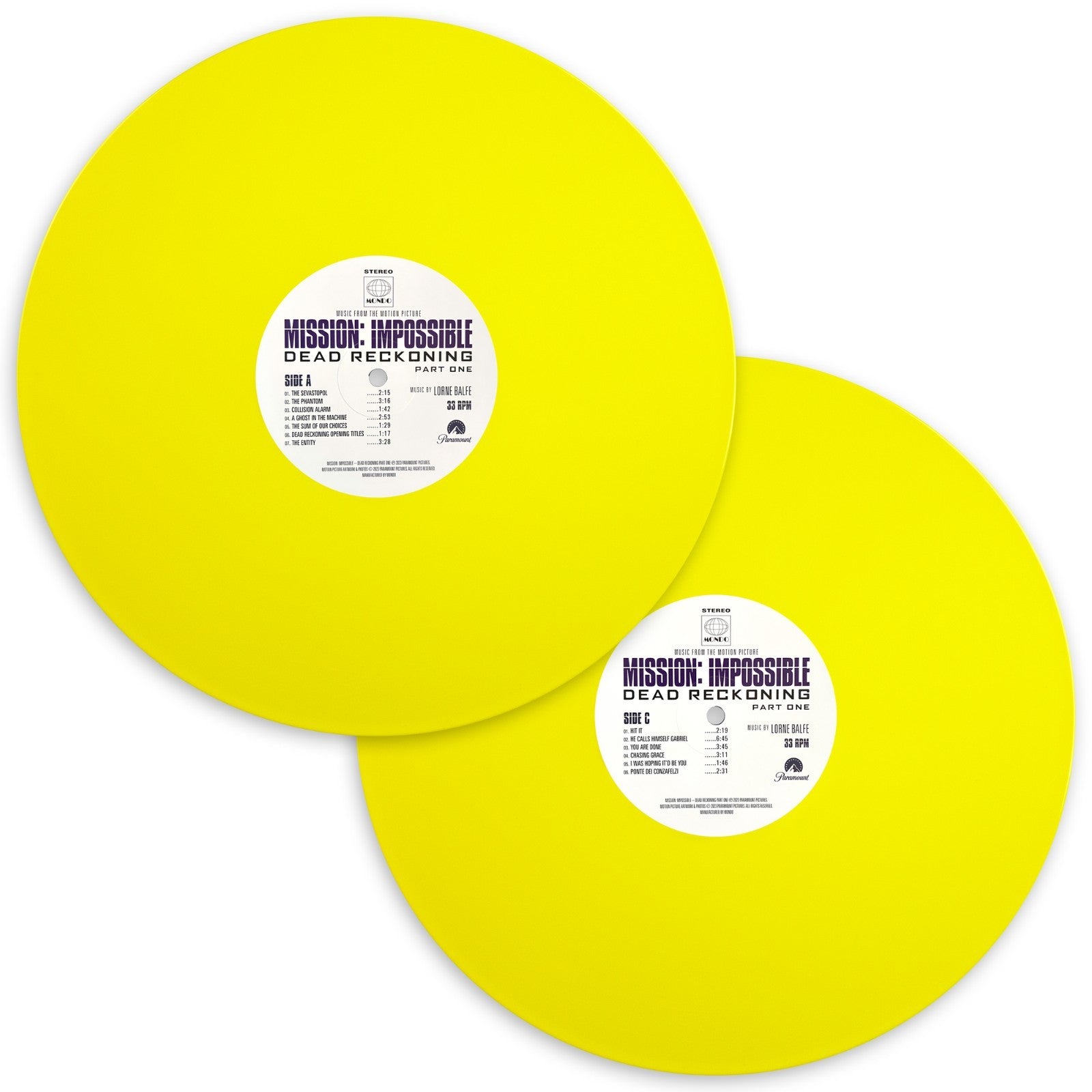 Mission Impossible Dead Reckoning Part One Soundtrack 2 LP Mondo Yellow Vinyl