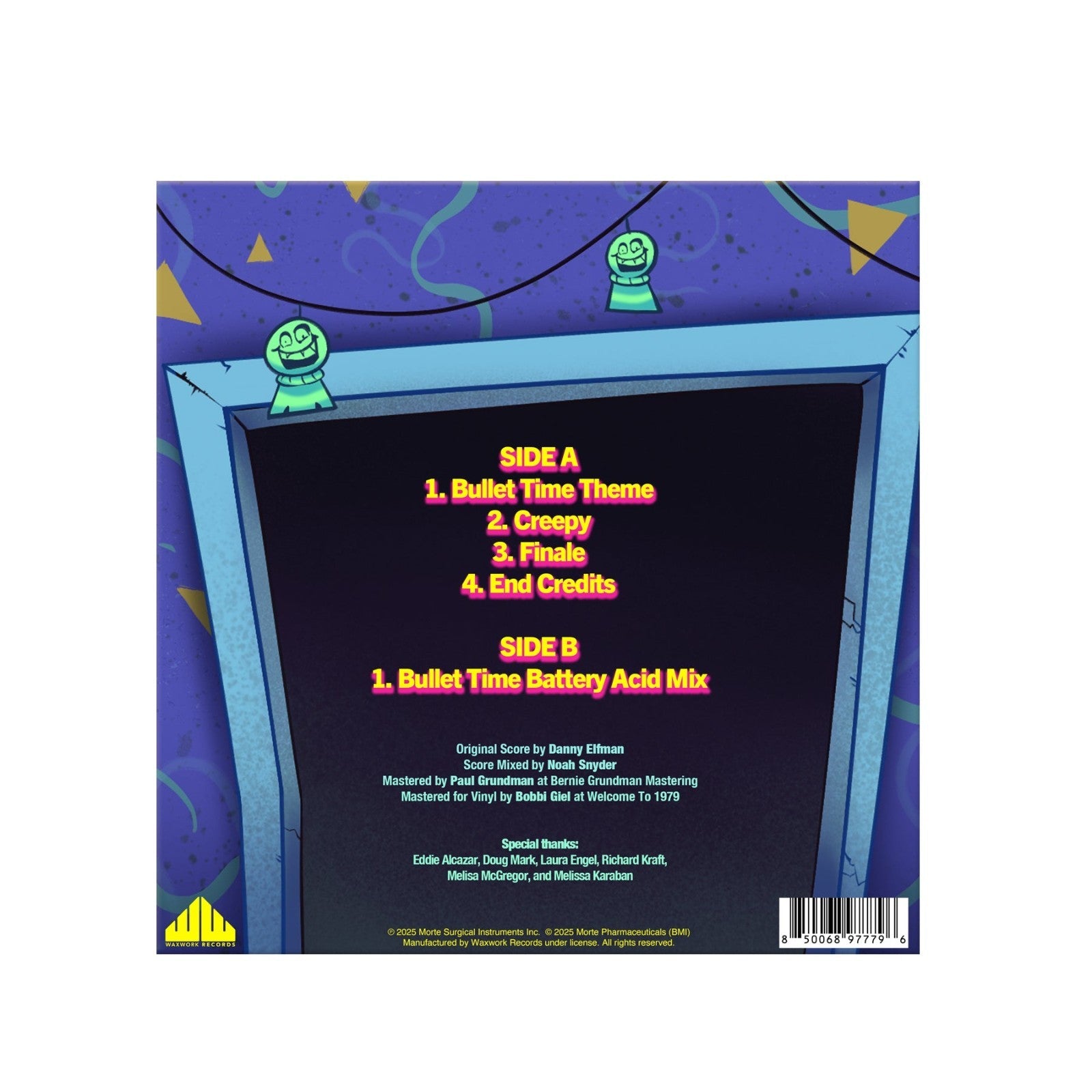 BULLET TIME THEME - SOUNDTRACK SCORE 7" EP Danny Elfman "FIZZY JUICE" COLOR