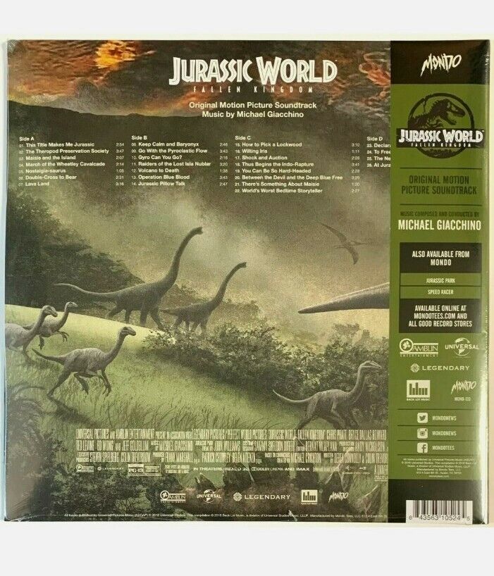 JURASSIC WORLD : FALLEN KINGDOM Volcano Color 2 LP Vinyl Records MONDO Park