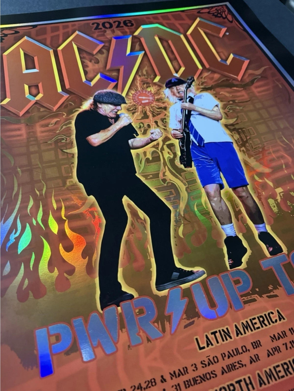 AC/DC PWR•UP Tour • 2026Artwork NEW  GENUINE FOIL PRINT - SIGNED BY ARTIST 18x24