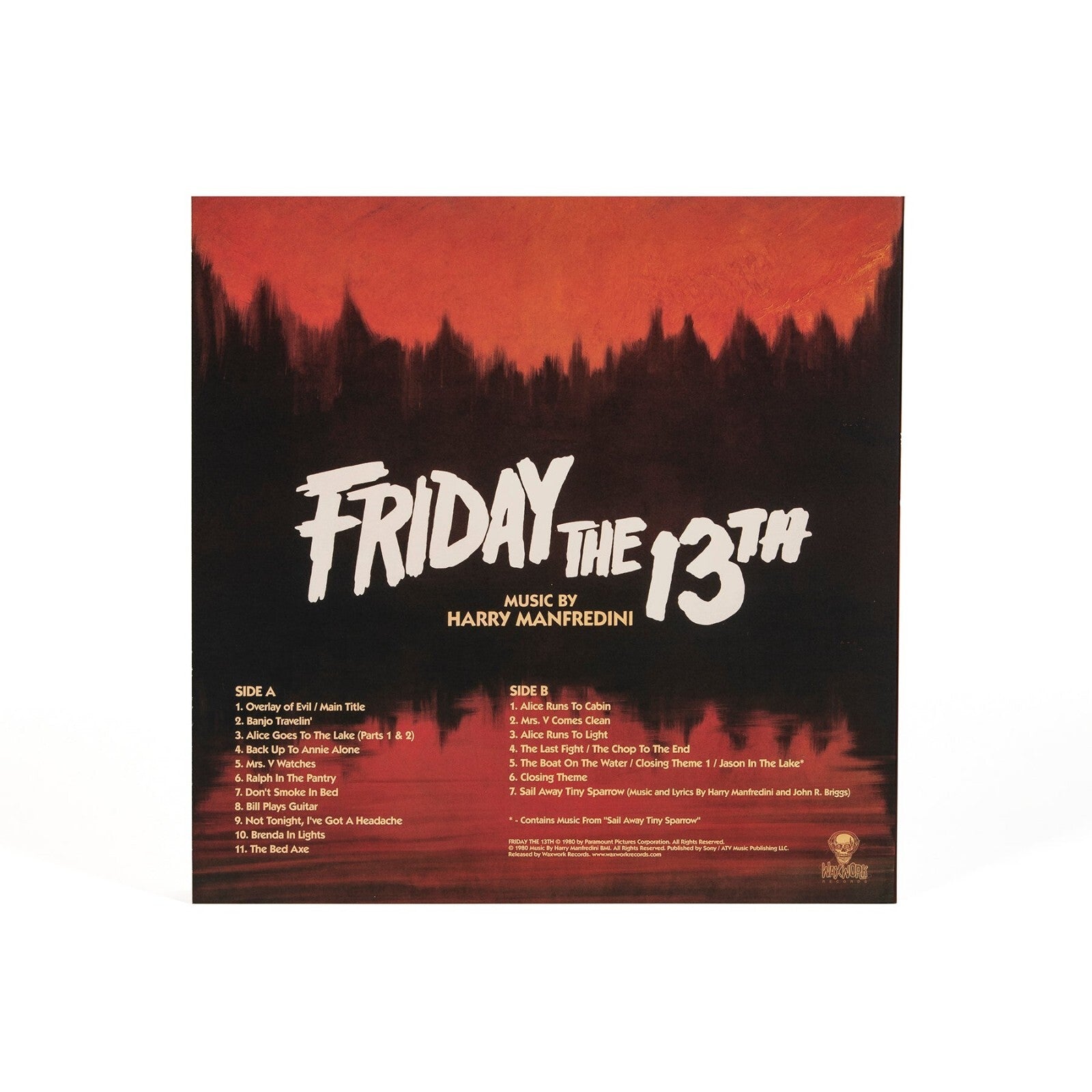Friday the 13th Original Soundtrack Vinyl LP "Bloody Lake" Variant Waxwork LTD