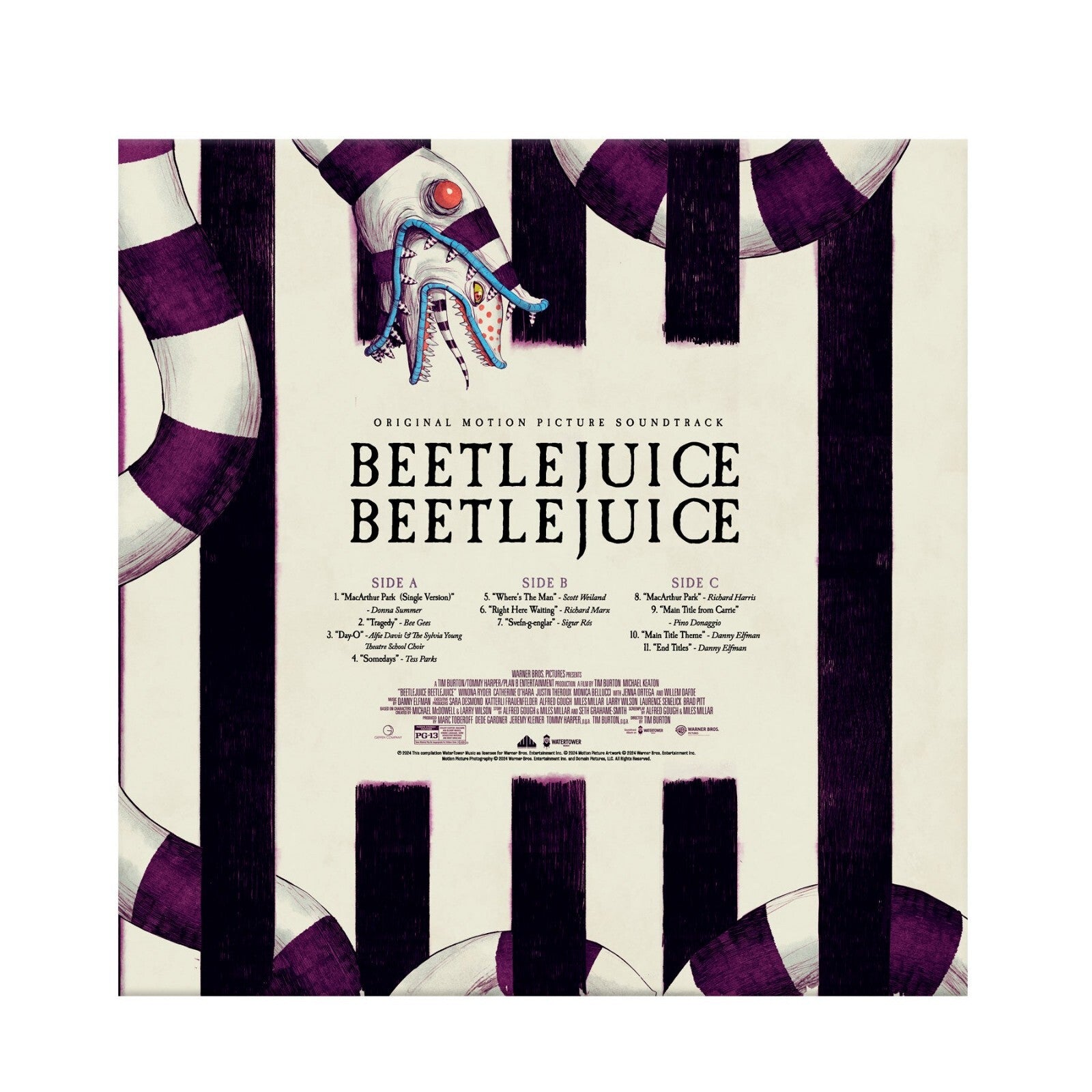Beetlejuice Beetlejuice Soundtrack 2x PURPLE GREEN VINYL & Art Print Poster NEW!