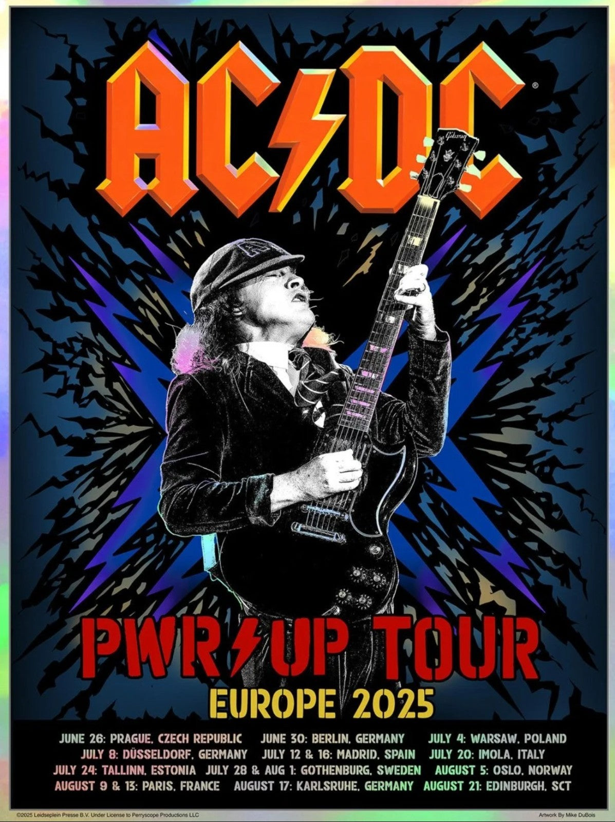 AC/DC EUROPE 2025 TOUR AUTHENTIC FOIL Poster Exclusive LIMITED EDITION Power Up