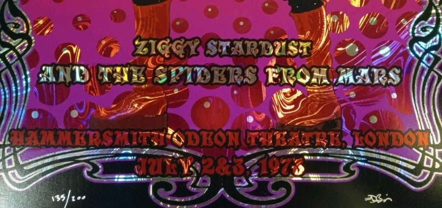 David Bowie - Ziggy Stardust - Foil Poster - Hammersmith Odeon July 1973 Dubois