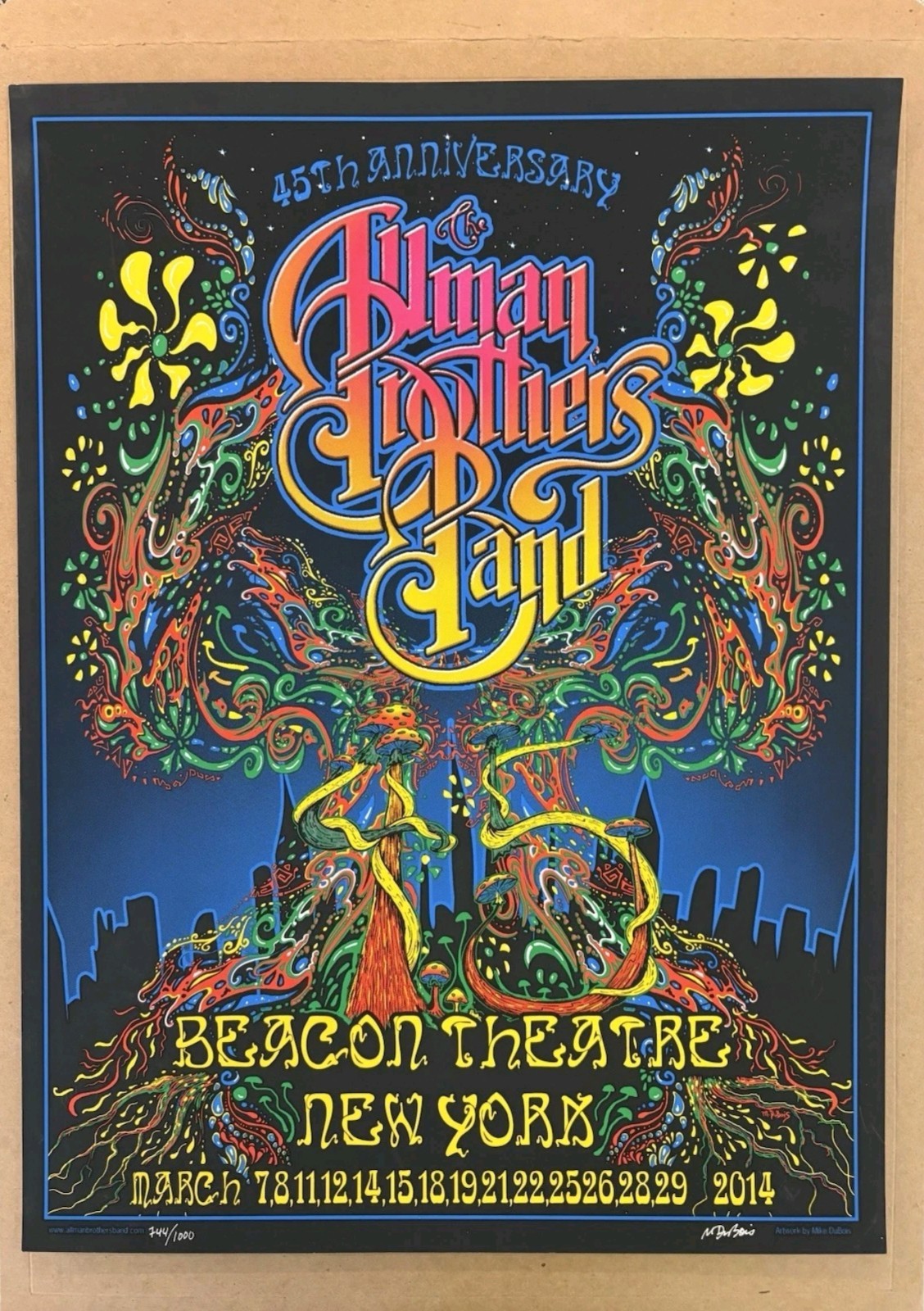 Allman Brothers Band 45th Anniversary Beacon Theatre 2014 Poster Mike DuBois AE