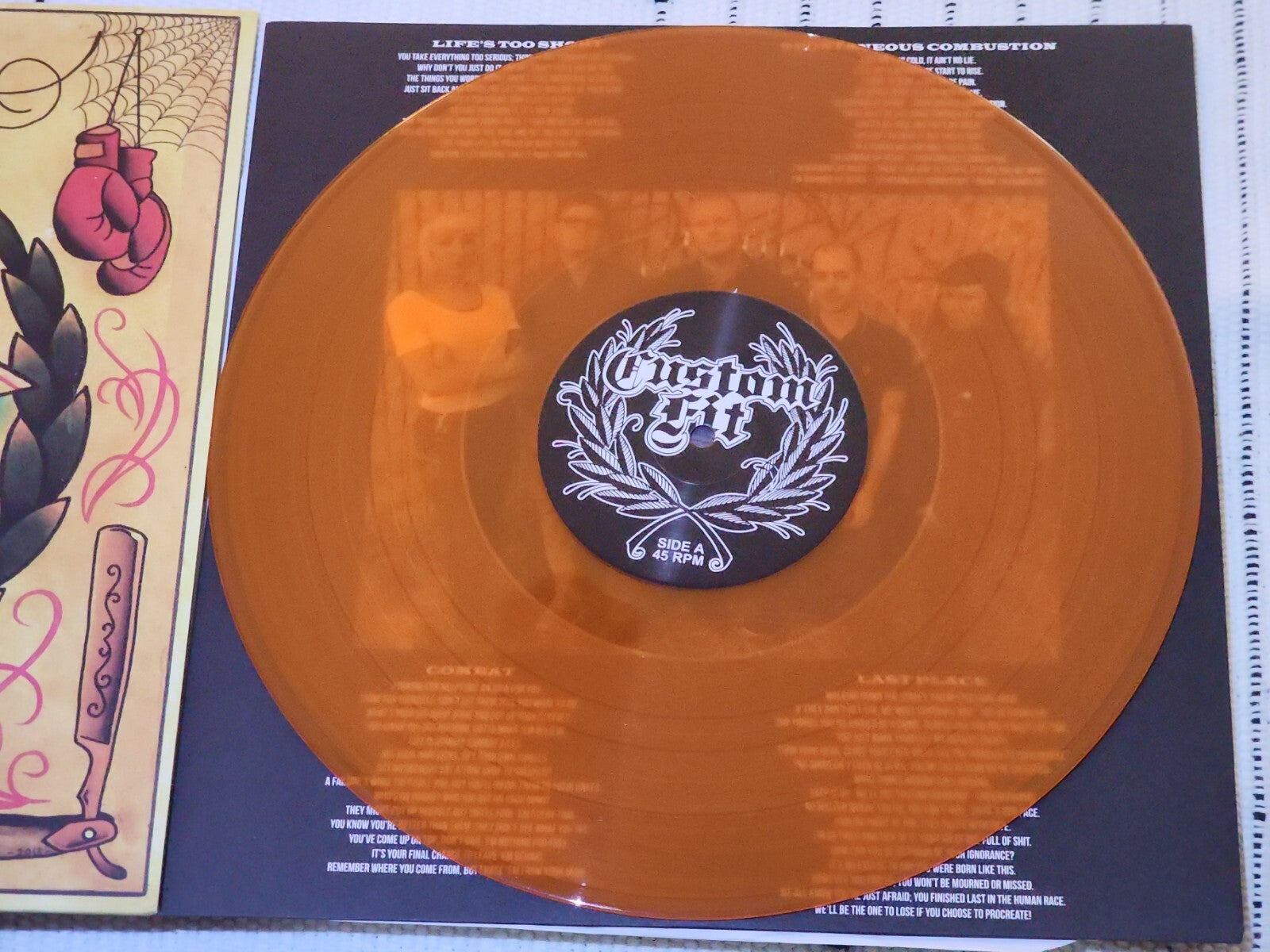 Custom Fit - Self Titled Orange Colored 12" Vinyl EP 45RPM Punk Rock Oi Cool Art
