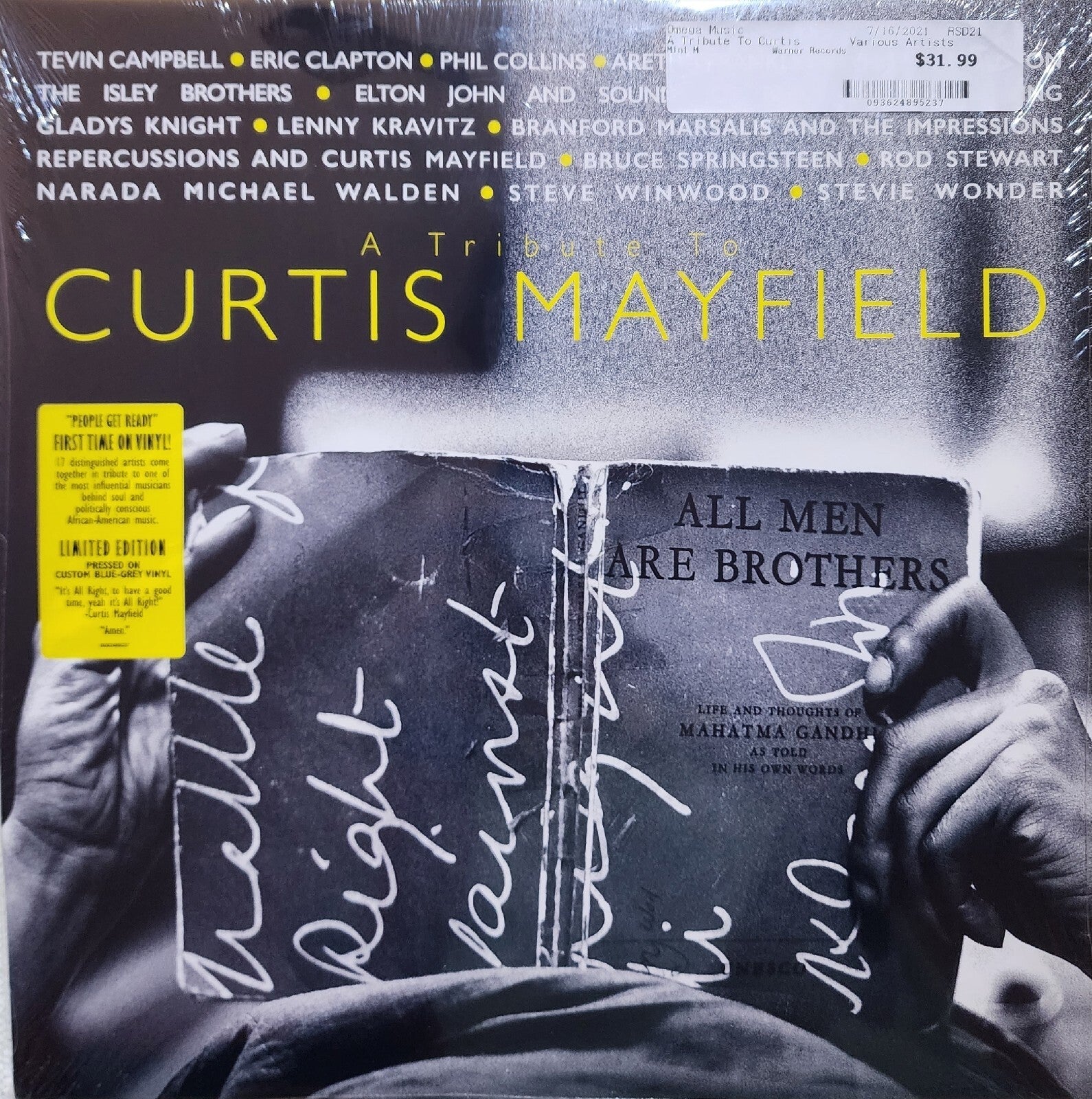 CURTIS MAYFIELD TRIBUTE 2LP NM SMOKY BLUE COLOR VINYL SHRINK CLAPTON VARIOUS