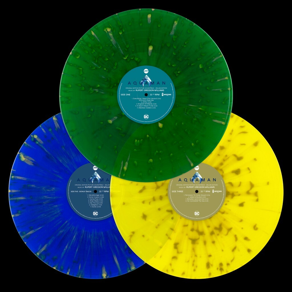 Aquaman Deluxe Soundtrack Color Splatter Vinyl 3x 180G LP MONDO EXCLUSIVE DC OST
