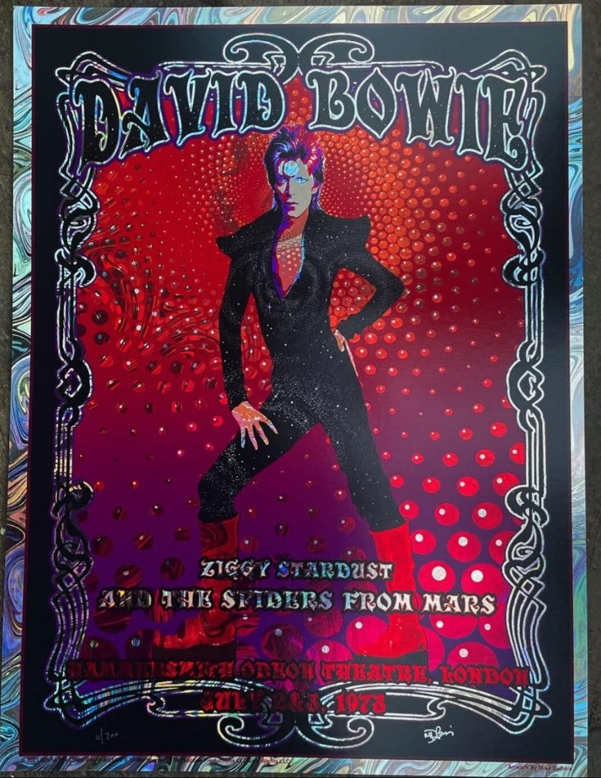 David Bowie - Ziggy Stardust - Foil Poster - Hammersmith Odeon July 1973 Dubois