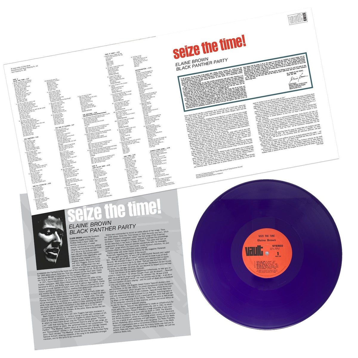 ELAINE BROWN LP - Seize The Time DEEP PURPLE VINYL LIMITED /950 SOUL JAZZ POETRY