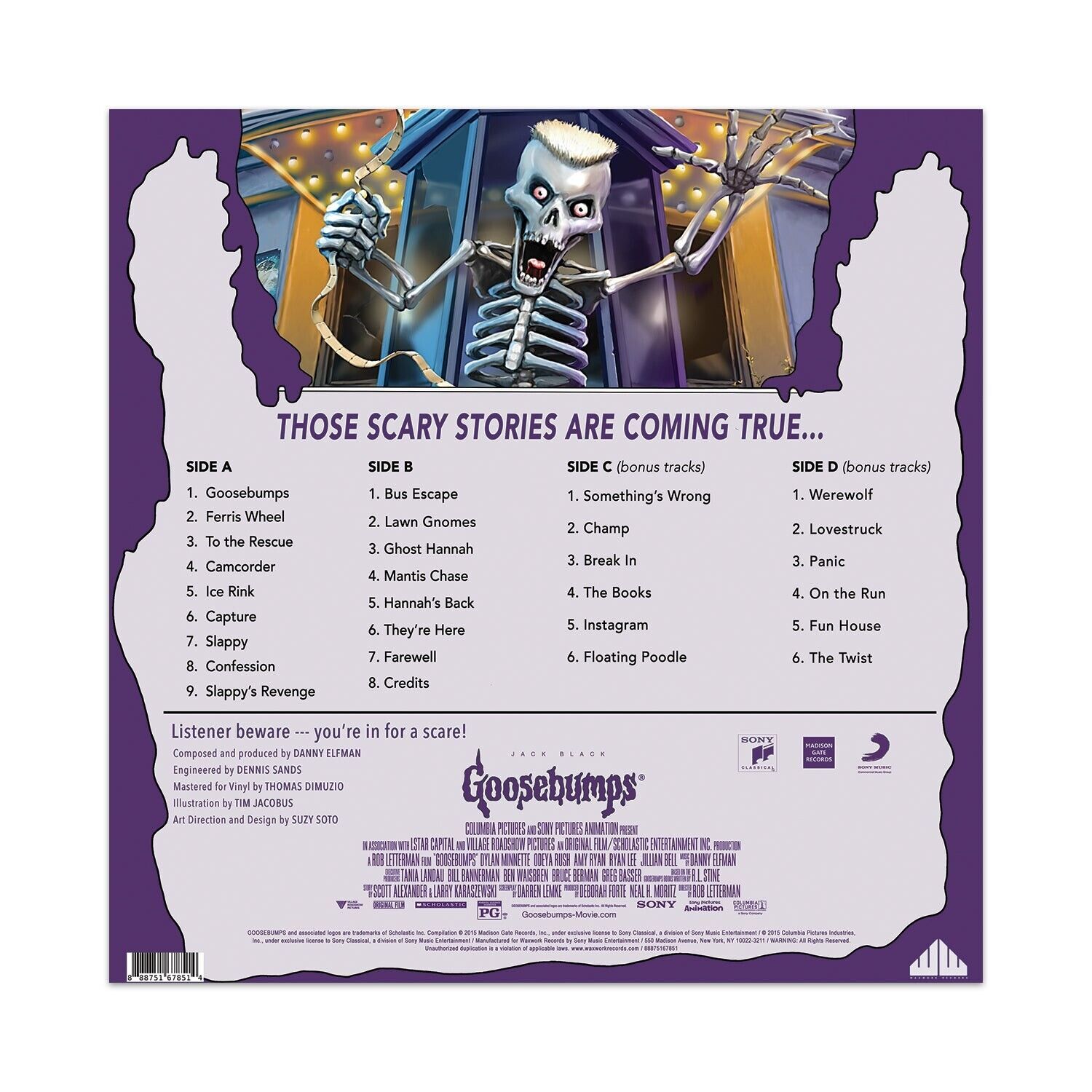 Goosebumps Soundtrack 2 LP  Danny Elfman Waxwork Horrorland Vinyl Spooky Sounds