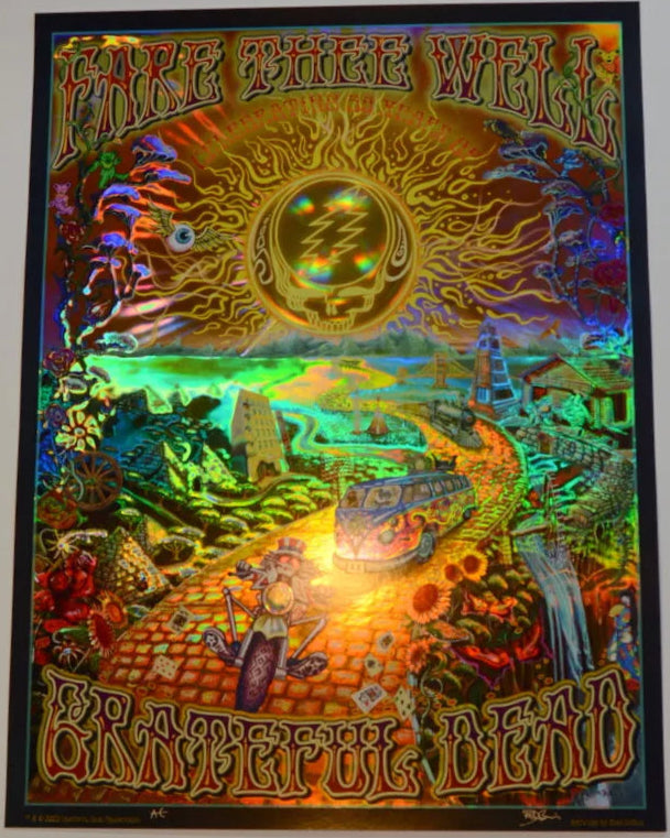 Grateful Dead Poster Mike DuBois Fare Thee Well Foil Hologram Art Golden Road 50